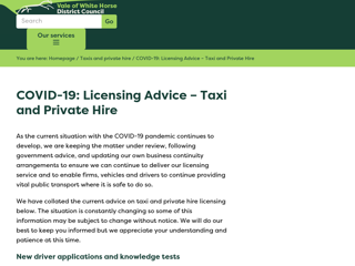 Screenshot for https://www.whitehorsedc.gov.uk/vale-of-white-horse-district-council/taxis-and-private-hire/covid-19-licensing-advice-taxi-and-private-hire/