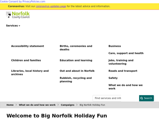 Screenshot for https://www.norfolk.gov.uk/what-we-do-and-how-we-work/campaigns/big-norfolk-holiday-fun