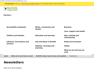 Screenshot for https://www.norfolk.gov.uk/what-we-do-and-how-we-work/norfolk-county-council-news-and-updates/newsletters