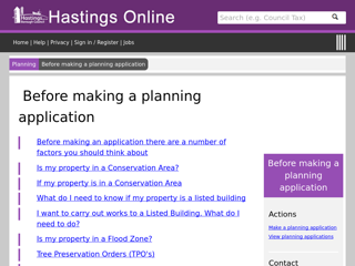 Screenshot for https://www.hastings.gov.uk/planning/before/