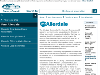 Screenshot for https://www.cumbria.gov.uk/yourcommunitysupport/areasupportteams/yourallerdale/default.asp