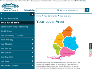 Screenshot for https://www.cumbria.gov.uk/yourcommunitysupport/areasupportteams/yourlocalarea.asp