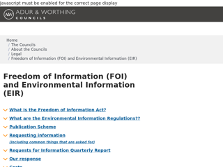 Screenshot for https://www.adur-worthing.gov.uk/about-the-councils/legal/foi/