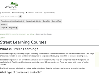 Screenshot for https://www.wealden.gov.uk/community-and-safety/street-learning/