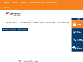 Screenshot for https://www.icicibank.co.uk/personal/nri-services/propertyservices.page?