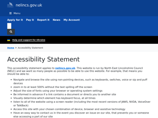 Screenshot for https://www.nelincs.gov.uk/accessibility/