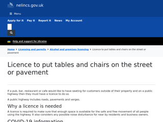 Screenshot for https://www.nelincs.gov.uk/licencing/alcohol-and-premises-licensing/licence-to-put-tables-and-chairs-on-the-street-or-pavement/