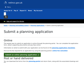 Screenshot for https://www.nelincs.gov.uk/planning-and-building-control/planning-applications/submit-a-planning-application/