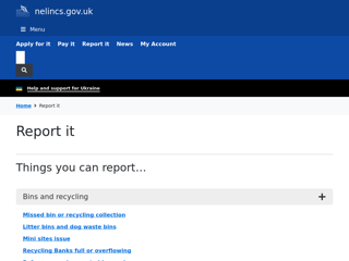 Screenshot for https://www.nelincs.gov.uk/report-it/