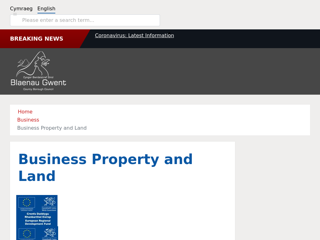 Screenshot for https://www.blaenau-gwent.gov.uk/en/business/business-property-and-land/