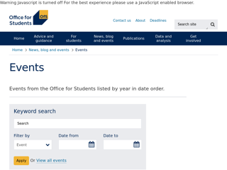 Screenshot for https://www.officeforstudents.org.uk/news-blog-and-events/events/?type=Event