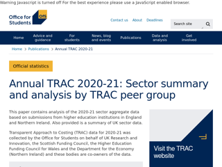 Screenshot for https://www.officeforstudents.org.uk/publications/annual-trac-2020-21/