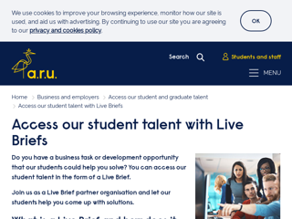 Screenshot for https://aru.ac.uk/business-employers/access-student-and-graduate-talent/live-briefs
