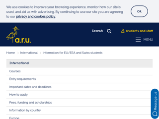 Screenshot for https://aru.ac.uk/international/information-for-eu-students