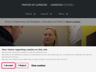 Screenshot for https://www.london.gov.uk/programmes-strategies/education-and-youth/teach-london