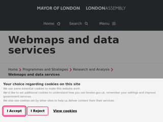 Screenshot for https://www.london.gov.uk/programmes-strategies/research-and-analysis/webmaps-and-data-services