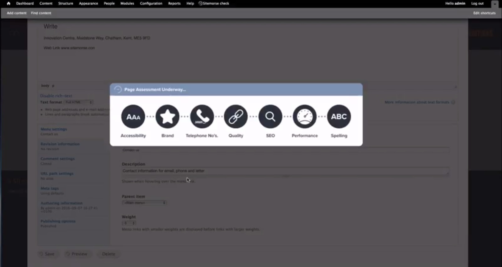 Sitemorse inCMS Drupal Screenshot