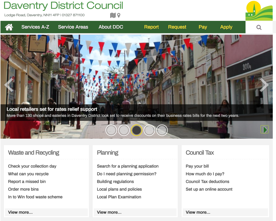 Daventry District Council Homepage Screenshot