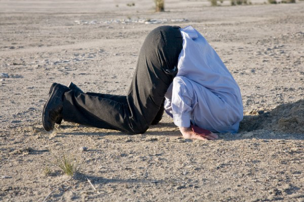 Stock Image of Person with their Head in the Sand