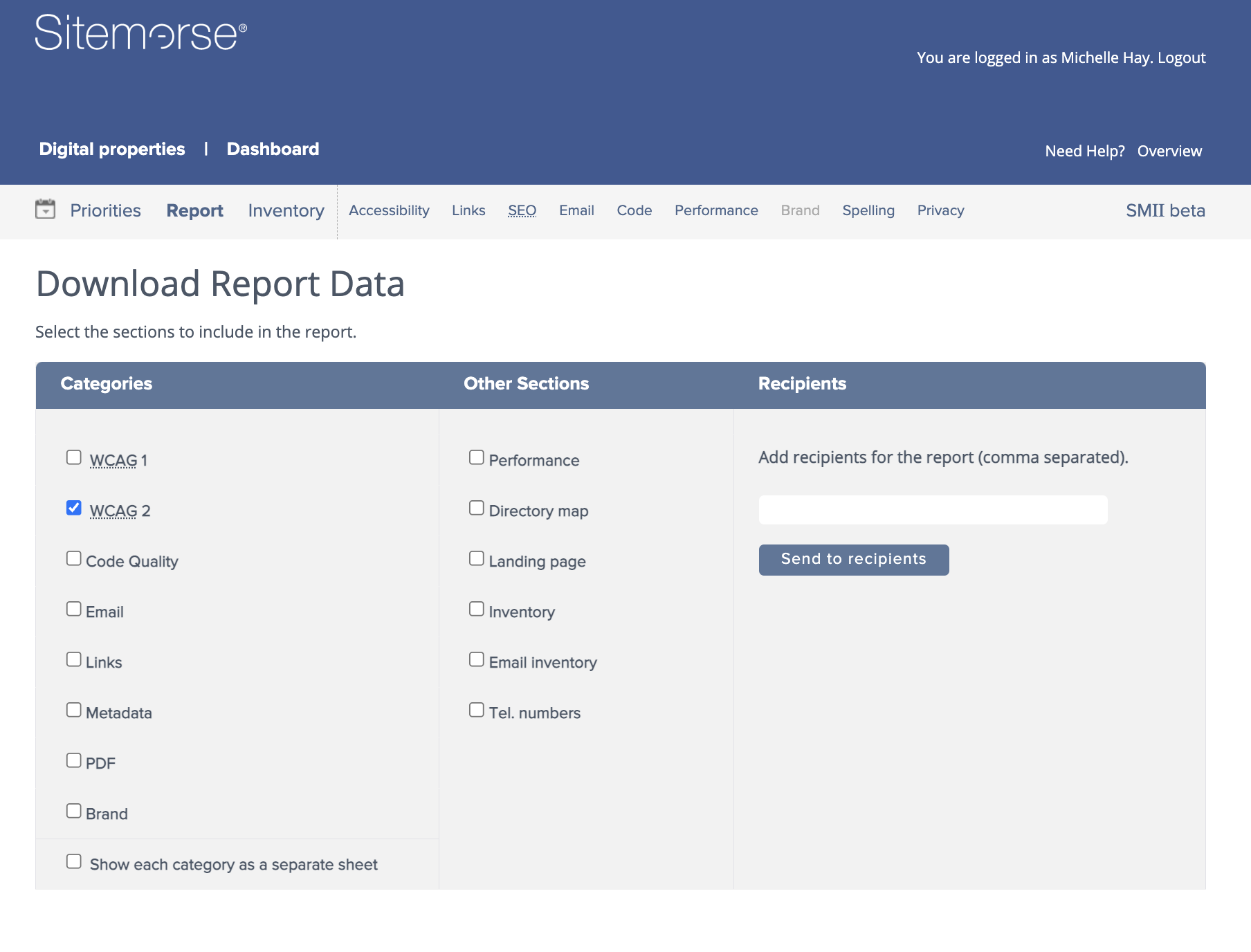 Accessibility Report Sections